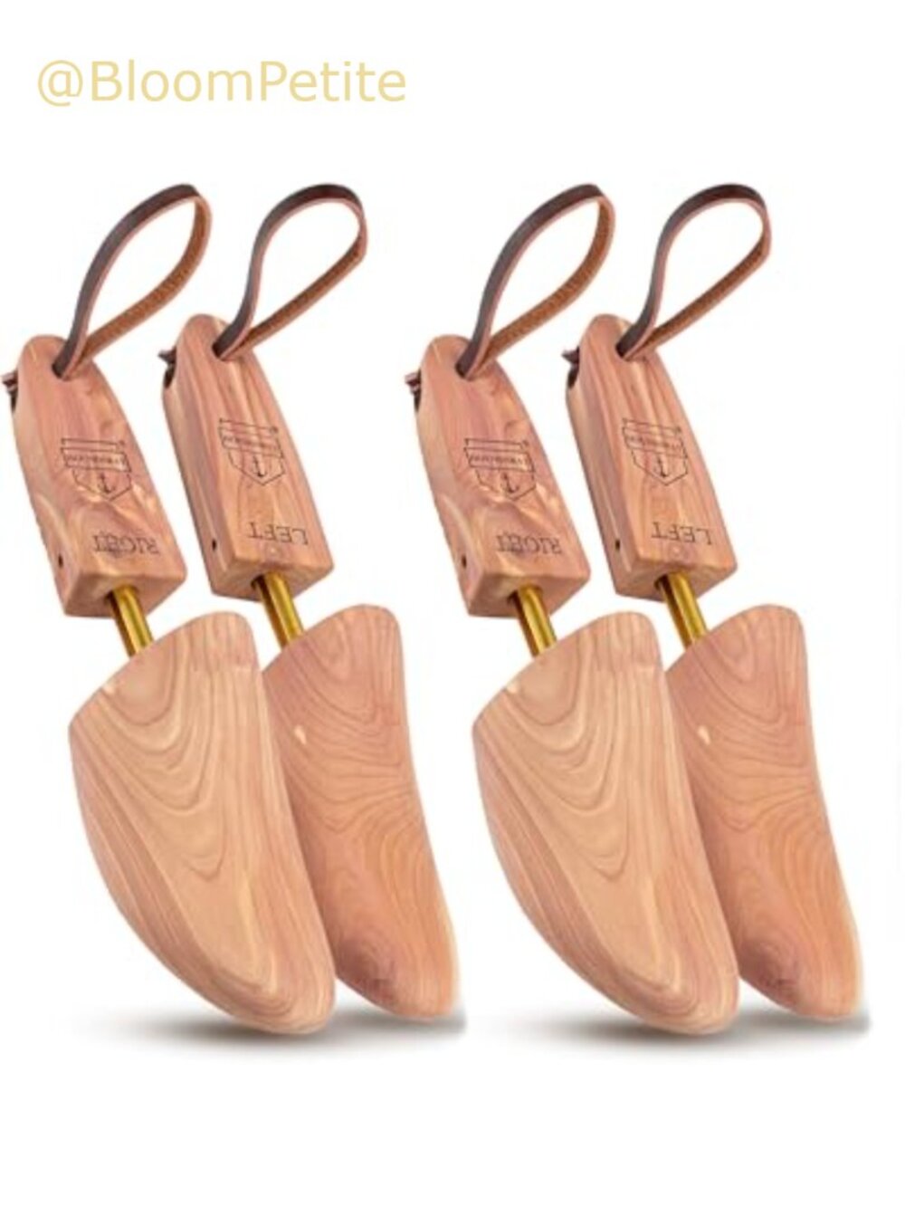 Cedar Western Boot Trees Engraved Right & Left with Leather Strap